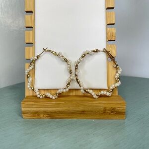 Elegant Pearl Hoop Earrings